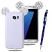 Produktbild Samsung Galaxy S7 Edge Strass Hülle, Yokata Weiche TPU Silikon Cover Diamant 3D Mouse Ear Design Bling Durchsichtig Schutz Glitzer Clear Klar Transparent Case Cover Back Handytasche + 1 * Stylus Pen + Lanyard Strap x 1