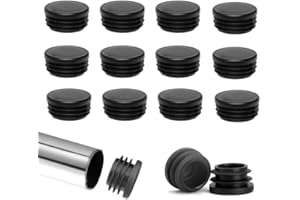 PACUM 40 Pcs Tappo per Rotondi 25mm tubo Rotondo Plastica per tubi Tondi Tappi a Lamelle per tubo Tappi per tubi Tondi Spina Rotonda in plastica con Inserti per tubi Tondi neri，Adatto per sedie e divani