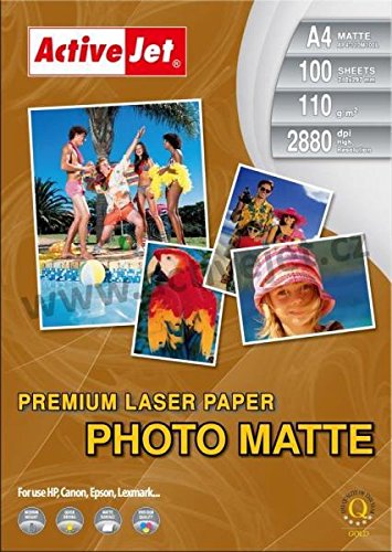 ActiveJet Laser Premium Matte Photo A4 Mat Blanc Papier Photos - Papiers Photos (Matte, 110 g/m², Blanc, Laser/a Jet d'encre, A4, 100 Feuilles)
