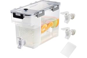 Sparkstarses 3.5 L Fridge Dispenser with Tap, Fridge Drink Dispenser with Tap, Lemonade Dispenser and Divider, Refrigerator Plastic Water Dispenser with Tap (Grey)