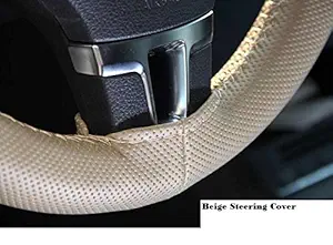 BIGZOOM Art Leather Dotted Beige Car Steering Wheel Cover for TATA Indigo ECS