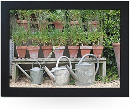 Portable Lap Desk Tray (Plant Pots And Watering Cans) Handmade Wooden Frame, Beanbag Cushioned Bottom | Computers, Laptops, Meals, Food | L0204 Black