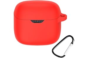 SEIAIYG Etui na JBL Tune Flex, lekkie miękkie silikonowe odporne na wstrząsy etui ochronne na słuchawki z karabińczykiem do JBL Tune Flex (czerwony)