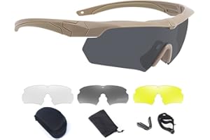 SKJJL Polarisées Lunettes Militaires, Lunette Airsoft Protection avec 3 Verres Couleurs Interchangeables, Anti-Rayures, Buée et Anti-UV pour Airsoft Paintball, Jeu de Tir, Cyclisme, Chasse, Jaune