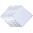 Family Bedding 12 Pack Mens Satin Border 100% Cotton White Handkerchief 16" x 16" (40cmx40cm)