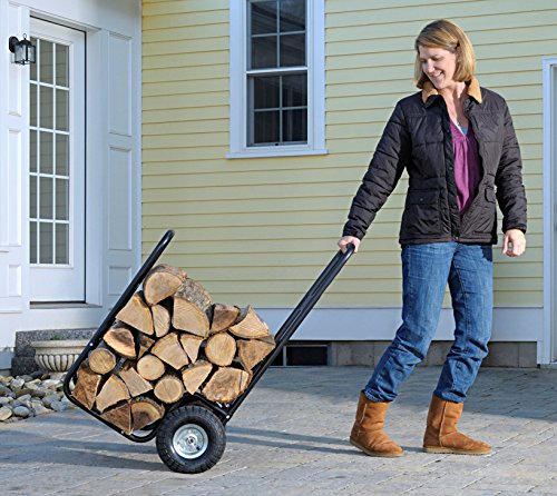 ShelterLogic Kaminholzwagen Edelstahl, Brennholzkarre und Holzkorb für Kaminholz; Kaminholzwagen mit Rollen für Innen- und Außenbereich - 3