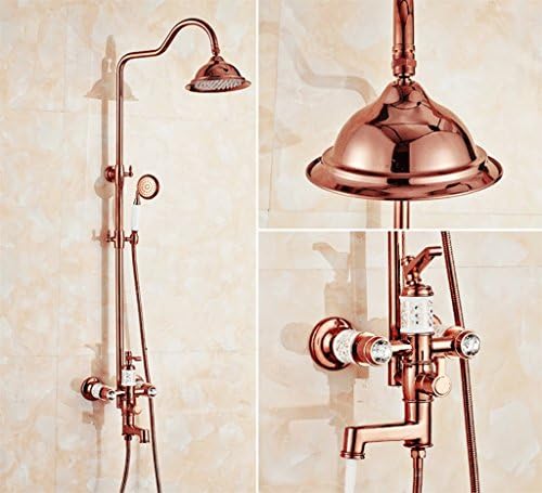 Cqq Bathroom shower Rose gold Shower set All hot and cold water faucet Nozzle bathroom Lift up and down Shower faucet shower Device