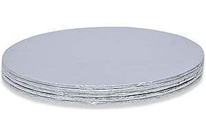 SAMZ Packaging Round Board, 8" Round Cake Board, Silver Cake Boards, 5mm Thick, 5 Pack - 8 Inch (204mm)