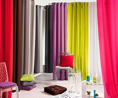 Douceur d'Intérieur Punchy Rideau avec Oeillets Uni Polyester Rouge 140 x 260 cm