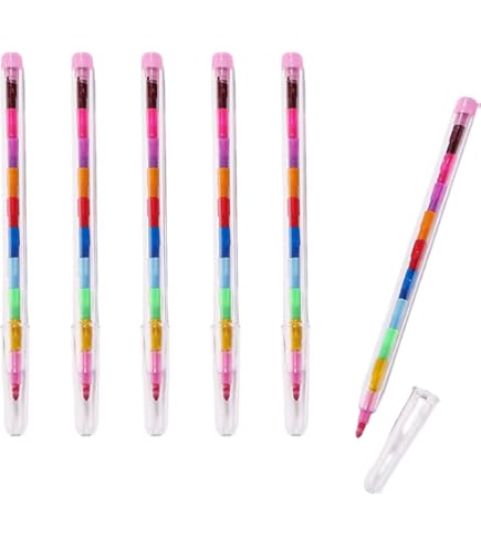 Lot De 6 Crayons De Cire Empilables - 11 Couleurs Changeables | Cadeau Créatif Pour Enfants