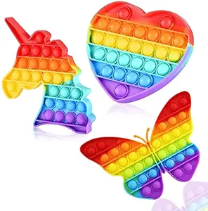 Pop It Fidget for Kids, Pop It Set for Kids, Fidget Pop It for Kids, Stress Relief for All Ages, Pop it Toy for Kids (Butterfly, Heart, Unicorn)