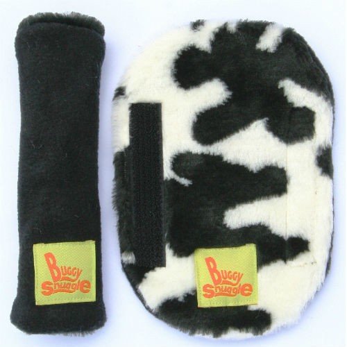 Buggy Snuggle Black Fleece Strap Covers (Cow Fur)