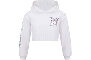 dPois Sudadera con Capucha Casual para Niña Sudadera con Estampado Mariposa Chándal Top Deportivo Camiseta Manga Larga Elegante Chica