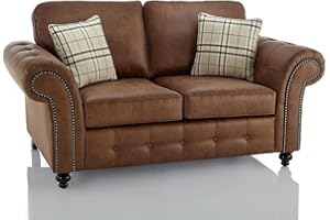 SOFAHEAVEN Oakland Faux Leather 3 2 Seater suite & corner Sofas settee for Living Room-Cheap sofas & couches With High Back Cushions (Brown, 2 Seater Sofa)