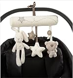 Hangqiao Mobile für Kinderwagen/Kinderbett, zum Aufhängen, mit Plüschtieren (Hase, Stern) und Musik - 2