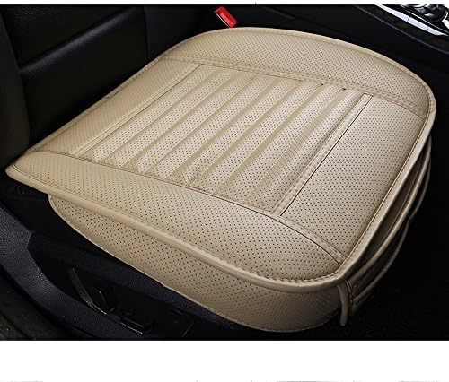 Auto Car Seat Cover Pad Mat,BeautyPO PU Leather Bamboo Charcoal Individual Seat Cover, No Back All-inclusive Car Seat Protection Cover, 20.8’’(L) x 19.7’’(W) 1 PC (Beige)