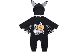 LNL Baby Halloween Kostüm Fledermaus mit Big Ear Hut Meine ersten Halloween Outfits Unisex Baby Strampler Set 3-24 Monate