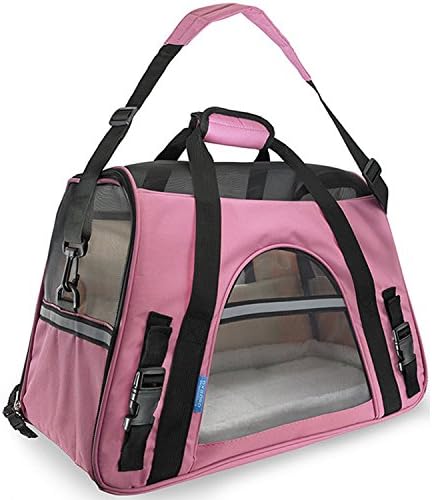 Old Bird pet bag carrier Dog Puppy Carriers Cage Shoulder Handbag Folding Pet Car Seat Pet Booster Seat Travel Bag for Small medium Animals (L, pink)