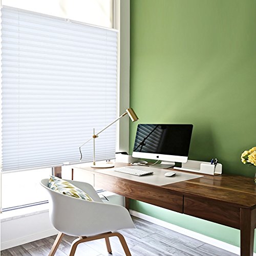 Plissee ohne Bohren, 50x120cm Plissee-Jalousie leicht zu montieren & verspannt mit Klemmfix für Fenster & Tür, Sichtschutz ohne Verdunkelung- Weiß - 5