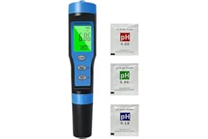 Ueomul Misuratore pH Digitale 4 IN 1 con TDS EC Temperatura, Tester pH Acqua multiparametrico alta precisione risoluzione 0,01 Impermeabile IP67 Analizzatore Qualità Acqua con funzione ATC