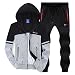Produktbild Herren Essentials Contrast Trainingsanzug Baumwolle Kapuzenpullis Jogginghose Jogginghose Gym Satz Grau 6XL
