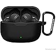 Sounce Portable Silicone Case Cover Scratch-Resistant, Non-Slip Grip, Carabiner Clip Compatible with Keychain for JBL Wave 200 Case Full Protection Shockproof Case Cover Anti Fall Anti Dust (Black)