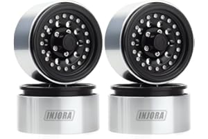 INJORA RC 1,9 Beadlock Pulgadas RC Llanta de Rueda RC Coche Rueda Rim Cubo de Rueda para 1:10 RC Crawler Axial SCX10 Pro TRX4 Bronco VS4-10 Redcat Gen 8 7 Pro Enduro(Negro)