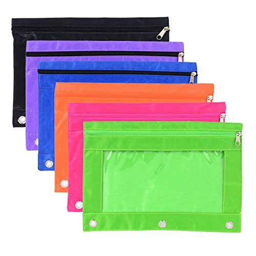 Hicarer 6 Piezas de Bolsa de Carpeta de Anillo Bolsa de L pices con Agujeros 3-Anillas Bolsa de Cremallera con Ventana Transparente 6 Colores Hicarer 6 Piezas de Bolsa de Carpeta de Anillo Bolsa de L pices con Agujeros 3-Anillas Bolsa de Cremallera con Ventana Transparente 6 Colores