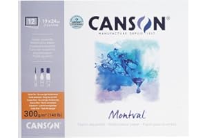 CANSON Montval - Bloc 12 feuilles papier aquarelle - Grain fin - 19 x 24 cm - 300g/m²