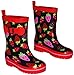 Produktbild Gummistiefel - rote Erdbeeren - Größe 32 - für Kinder / Mädchen - Naturkautschuk + Innenfutter Baumwolle / Handbemalt mit 3-D Effekt - rot Erdbeere / Erdbeer - Regenstiefel aus Naturgummi