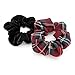 Two Piece Red Tartan Print And Black Velvet Look Elasticated Hair Scrunchie Set
