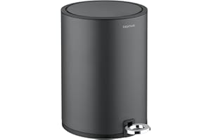 Blomus Kosmetikeimer -SINO- Mülleimer 3 Liter | Anthrazit | 20L x 20B x 26H cm | Treteimer mit Absenkautomatik | Mülleimer mit Innenbehälter aus Edelstahl