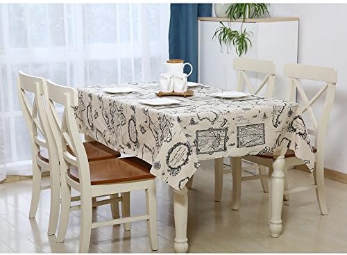 Depthlan vintage cotton linen tablecloth, multi-function printed rectangular tablecloth home textile, dining-tablecloth cover table decoration 60x120 inch (145x305 cm)