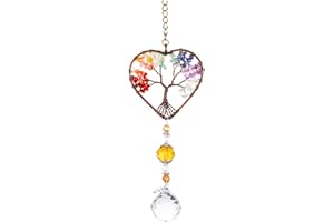 SDHIIOLP Glass Suncatcher, Rainbow Maker Crystal Tree of Life Suncatcher, Light Catchers for Windows, Hanging Ornament Indoor Window, Crystal Sun Catcher for Window Garden Car Decor