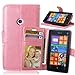 Produktbild Nancen Compatible with Handyhülle Nokia Lumia 520 Lederhülle Style Acht Farbe Weich PU Flip Case Ledertasche/Schutz Etui, Karten Slot Foto Wallet Hülle