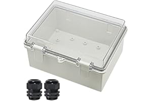 Zulkit Scatola di derivazione in plastica ABS antipolvere impermeabile IP65 scatole elettriche guscio incernierato esterno universale per progetti con copertura trasparente con 2 pressacavi 220 x 170