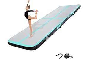 KIKILIVE Tapis de Tumbling, 10/20 CM d'épaisseur Tapis d'entrainement, 2/3/4/5/6M Tapis de Gymnastique,Tapis d'exercice avec Pompe à air, Piste de Gym Gonflable, Matelas d'Air