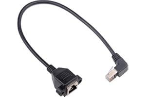 euroharry Przedłużacz Ethernet, wtyczka RJ45 na gniazdo, montaż na płycie śrubowej, CAT6/5e/5, ekranowany, przedłużacz sieciowy LAN (kąt do góry)