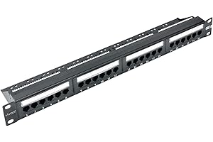 VIVOCH 1U 24 Ports Cat6 Unshielded Wallmount or Rackmount Patch Panel UTP Ethernet Patch Panel with Cat6 Adapter Patch Panel