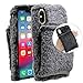 Produktbild LCHDA Plüsch Hülle iPhone 8/iPhone 7, iPhone 7 8 Flauschige Hasen Fell Hülle Handyhülle Für Mädchen Süße Winter Warm Weich Kaninchen Pelz Niedlich Hase Handytasche Schützend TPU Silikonhülle-Schwarz