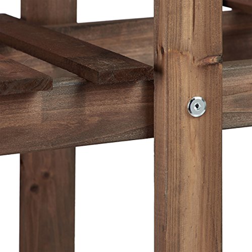 Relaxdays Blumentreppe 3 Ebenen, Aus Holz, Blumenständer für innen, Mehrstöckig, HBT: ca. 82,5 x 83 x 28,5 cm, dunkelbraun - 4