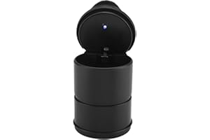 VIAGASAFAMIDO Car Ashtray, Portable Lidded Car Ash Tray Holder Cup with Blue LED Light for Most Car Cup Holder, Flame-Retardant and Easy Clean Up