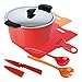 Produktbild KUHN RIKON 3.0L/22cm 30893 Hotpan Kochtopf Set mit Deckel, 3 Liter, 22 cm, Edelstahl, rot/orange, 38 x 27.5 x 15.5 cm, 5 Einheiten, induktionsgeeignet, spülmaschinengeeignet