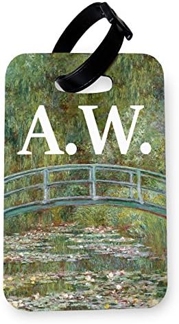 WTF | Custom Water Lily Pond Initials | Printed Art Faux Leather Passport Cover/Luggage Tag (Luggage Tag)