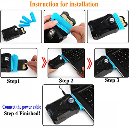 EletecPro Laptop Kühler Externe Kühlung Fans mit Vakuum, Air Hitze Gewinnung von USB Wind Speed Control, Junction 4 Standrohre, verstellbar Wind Speed, wiederverwendbaren Klebeband, Notebook Computer CPU-Cool Pad - 3