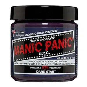 Manic Panic Dark Star Grey Hair Dye with Purple Tones Classic High Voltage, Semi-Permanent Hair Dye Color Bleach is Vegan, 118ml