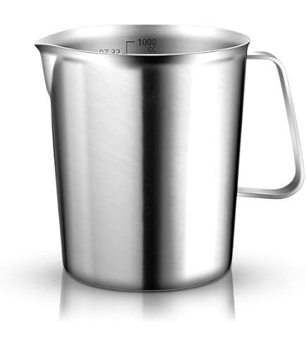 Forgast Brocca Misurino In Acciaio Inox 1L - Con Scala Graduata Interna (50ml), Per Cucina, Bar E Ristorazione Professionale