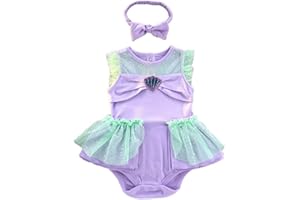 HIHCBF Neonata Costume di Carnevale Vestito da Principessa Pagliaccetto per Bimba Compleanno Festa Halloween Cosplay Natale Abitini per Bambina con Archetto
