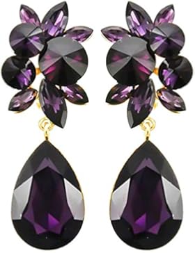 Schmuckanthony Abendschmuck Lange Clip On Clips Ohrclips Ohrringe Kristall Violett Lila Purple 7,2cm lang
