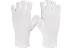 EUZUXU 1 Paar UV-Handschuhe, Maniküre Handschuhe, Professionelle Anti-UV Schutz Fingerlose Handschuh für Nagellack Nagel Kunst Trockner, Weiß